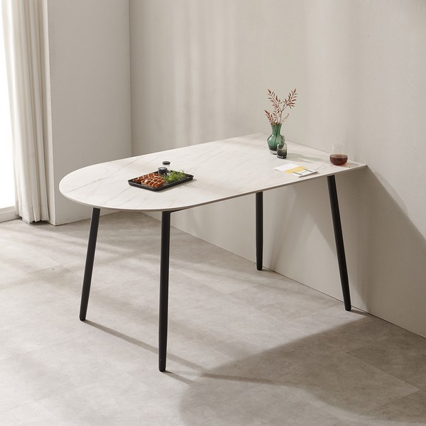 보니애가구 루티 반타원형 세라믹 테이블 1400 방문설치, 블랙