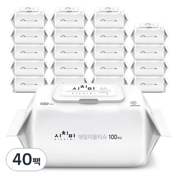 한스웰 시치미 쓱 데일리 물티슈 캡형, 50g, 100매, 40개