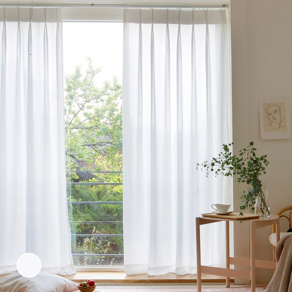  실루엣 화이트 쉬폰 나비주름 커튼 