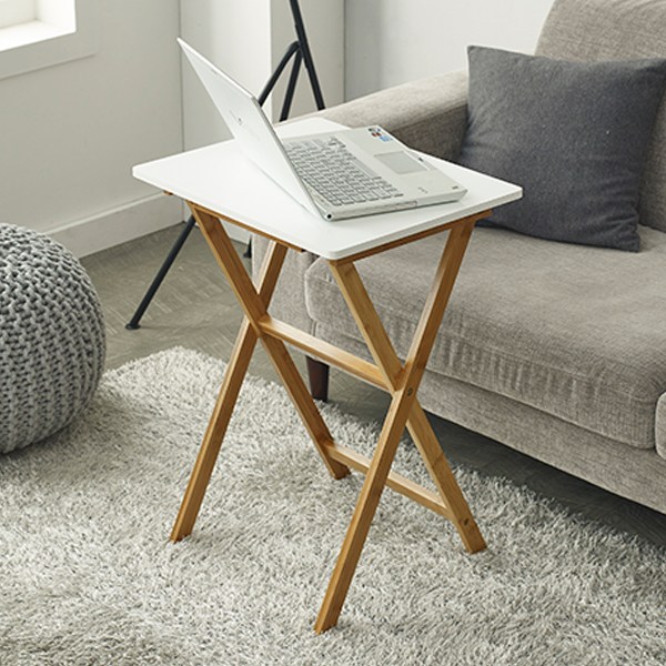  앳홈 원목 컬러 접이식 테이블, 화이트 