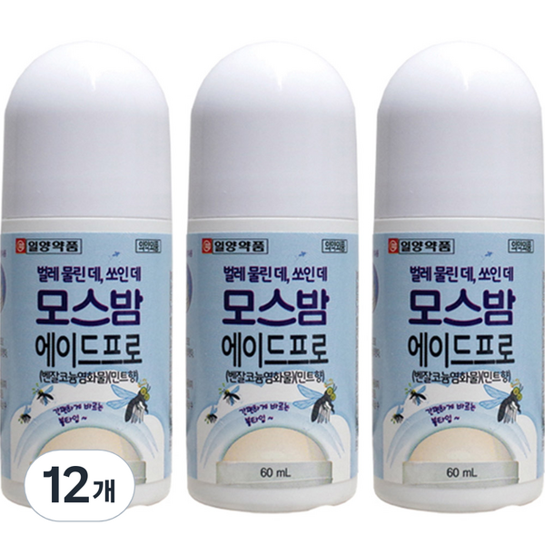 일양약품 벌레물린데 쏘인데 모스밤 에이드프로, 12개, 60ml