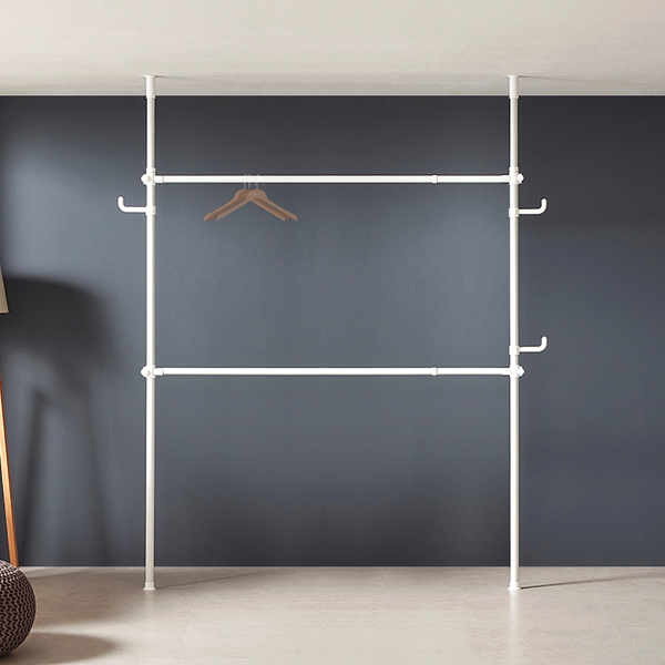  행거전문가 와이드 2단 행거 38mm, 화이트 