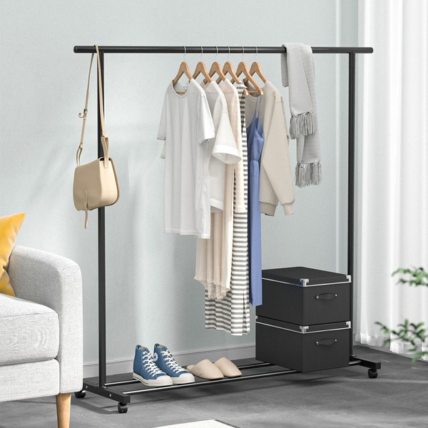 코멧 싱글 레일 이동식 행거, 블랙