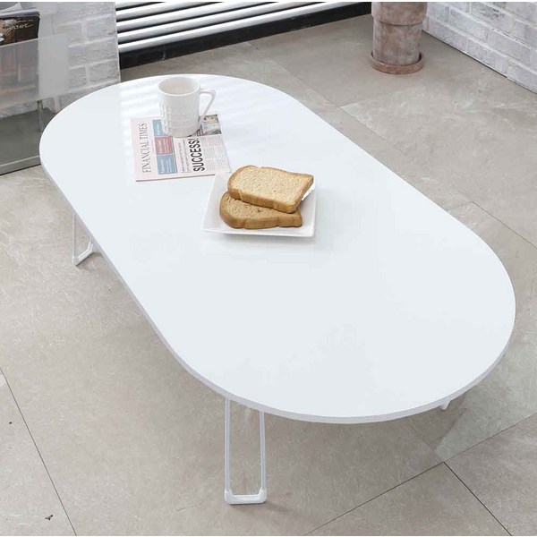 아이캔컴퍼니 LPM 라운드볼 접이식 거실테이블 120×60, 화이트
