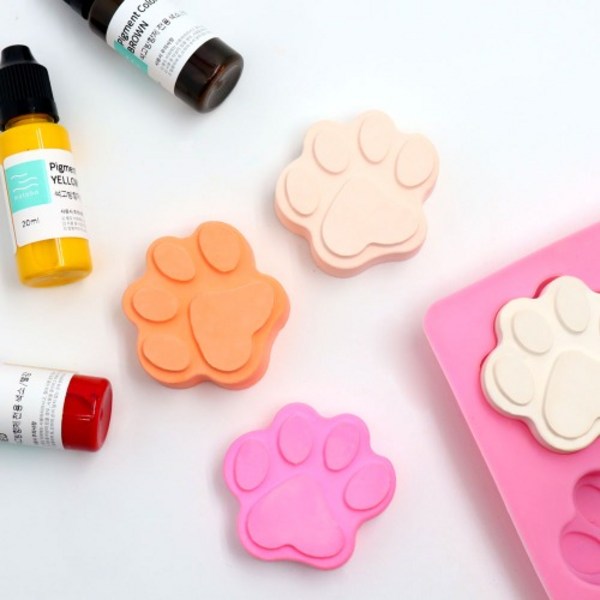  마티바 강아지발바닥 석고방향제 만들기 DIY 키트, 화이트오키드, 빨, 노, 파(색소) 