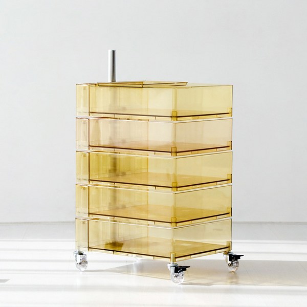 마켓비 BINGEURI 회전서랍 트롤리 5단, 투명옐로우