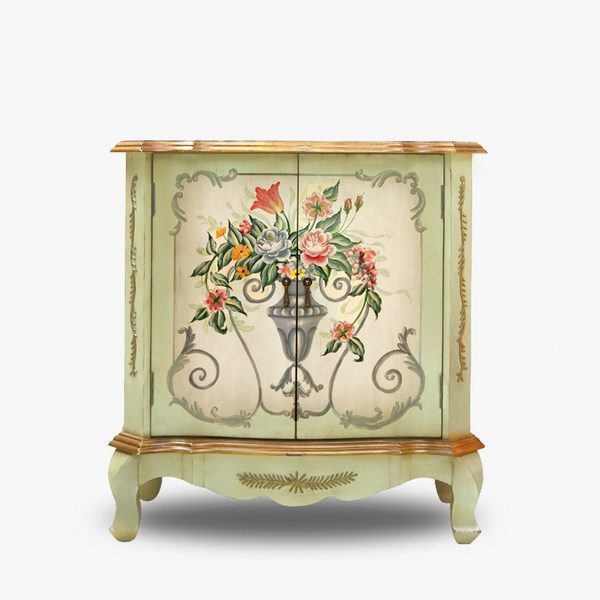  바네스데코 로코코 플라워 원목 수납장, 혼합색상 