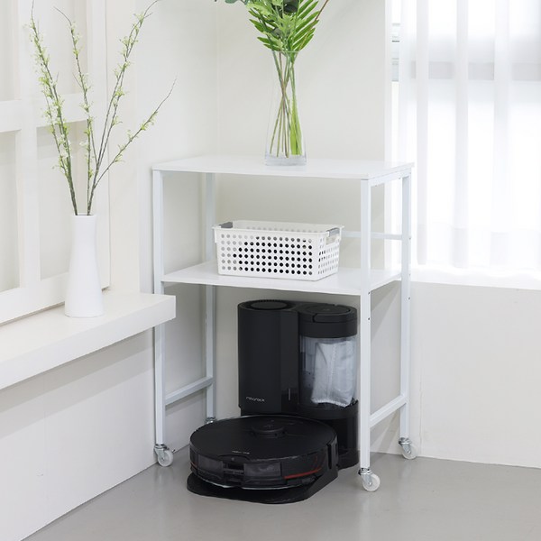 21세기트랜드 오브제 로봇청소기 다용도 틈새 사이드 선반 수납장, 화이트, 1개