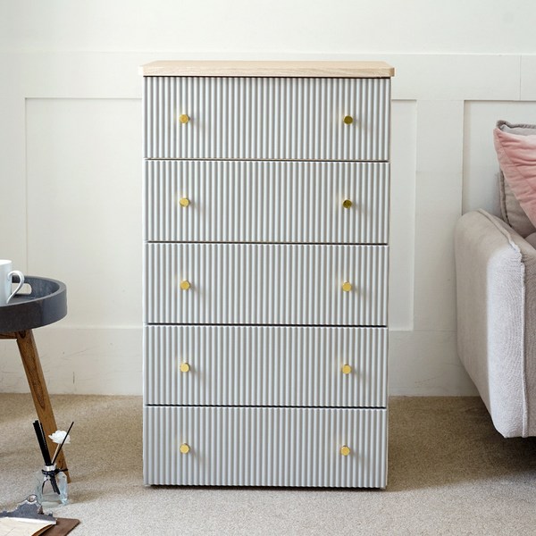 보노하우스 카밀라 템바보드 서랍장, 그레이, 5단