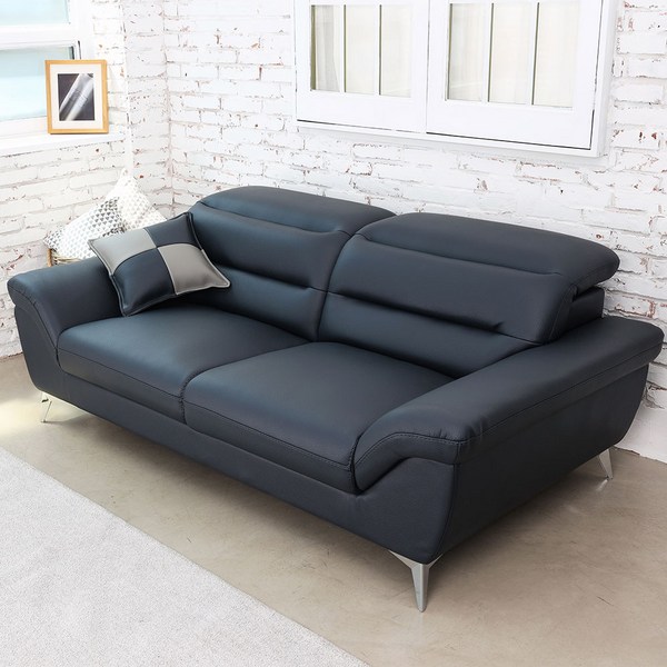 미첼 3인 가죽소파 (전국배송 제주도배송), 네이비