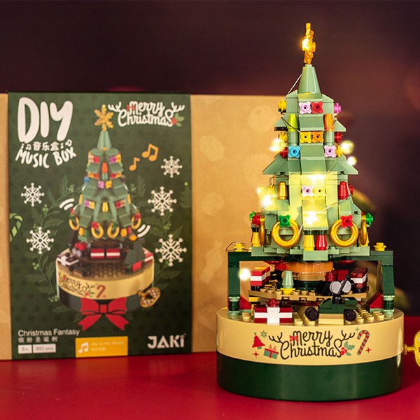 fooi LED 조명 크리스마스 레고 블럭 트리 오르골