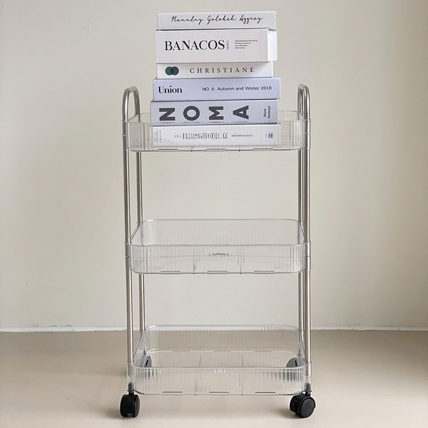 밀스턴 다용도 투명 이동식 트롤리 3단