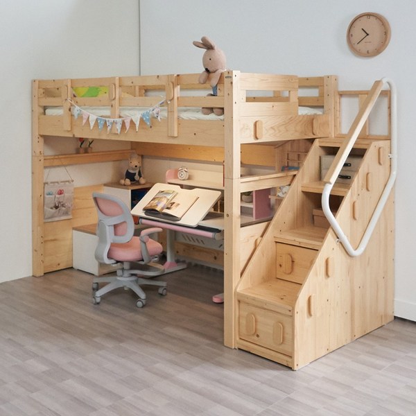 [에보니아] 하이디 원목벙커침대 매트포함(독립매트리스10T), 내추럴