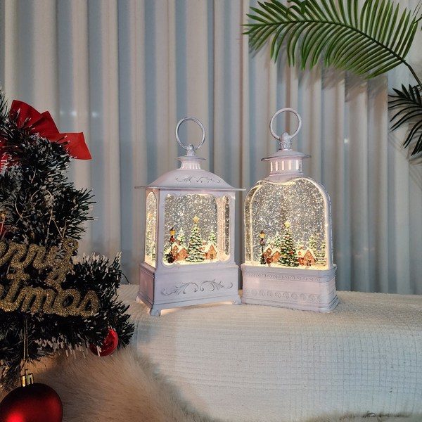  크리스마스 화이트 마을 직사각 타원 워터볼 오르골, 01:마을 직사각 화이트 