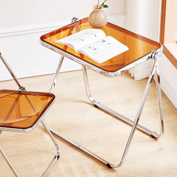  에이원스토어 미드센츄리 모던 접이식 아크릴 테이블, 브라운 