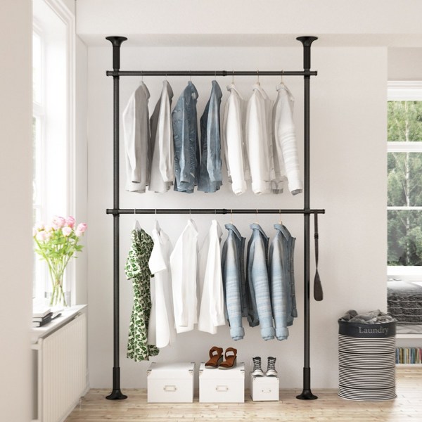 리우리빙 튼튼한행거 2~6단 38mm 블랙/블랙앤화이트, 리우리빙 튼튼한행거 블랙, 4단