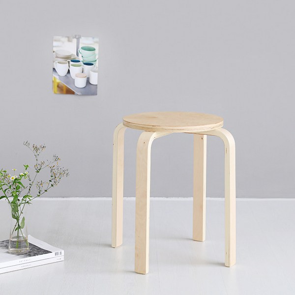  마켓비 OLIVER 원형스툴 원목 낮은 보조의자 스텝스툴, 버치 0028.0409 