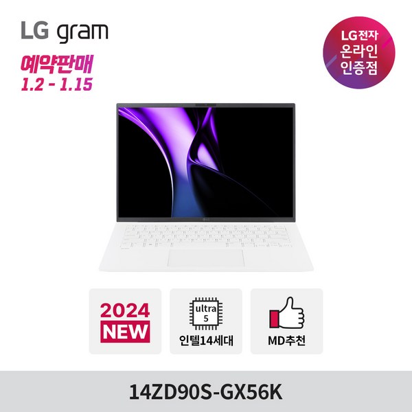 LG 그램 14ZD90S-GX56K Ultra5 16GB 256GB 윈도우 미포함, FREE DOS, 512GB, 화이트
