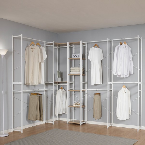 [휴센] 이지 드레스룸 시스템 행거 철제 2단행거 간편설치/무료배송