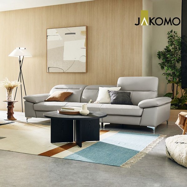 자코모 대디 4인 기능성 천연면피 소가죽 소파, 카멜