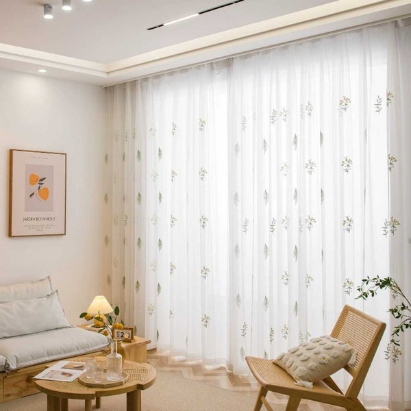 꽃무늬 이사벨라 레이스 커튼 차르르 창문형 작은방 화이트 안방, 딸기-가로 2.0x높이 2.7m/홀