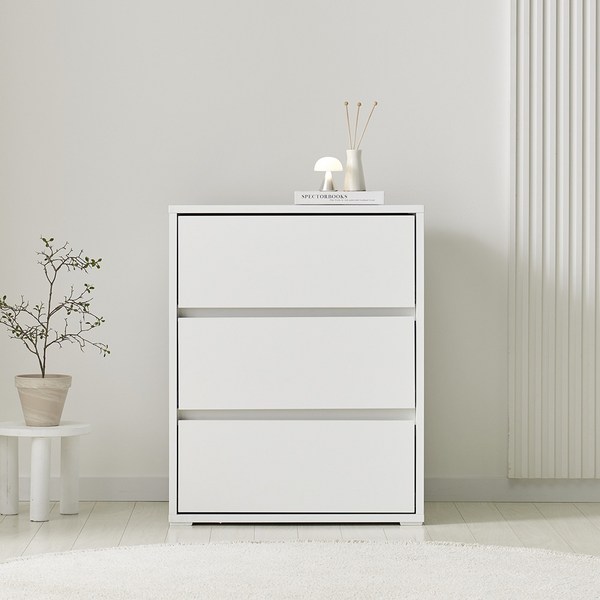 코코미 벨라 E0 600 3단서랍장 레일형 다용도 수납 높은 서랍장, 기본형, 화이트