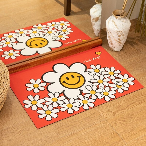  앤써핏 스마일 데이지 빨아쓰는 규조토 발매트, 레드 데이지 