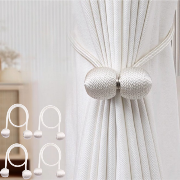 신오아스 커튼고정 악세서리 타이백 자석클립 묶는 끈, 4개, 화이트