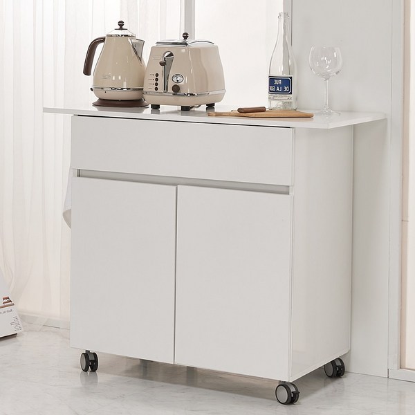  코이 이동식 아일랜드 식탁 미니 홈바 조리대, 코이 이동식 아일랜드 식탁 미니_화이트 
