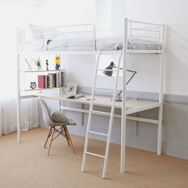 코모드i 올인원 책상형 벙커침대 + 10cmCL라텍스매트 포함, 아이보리