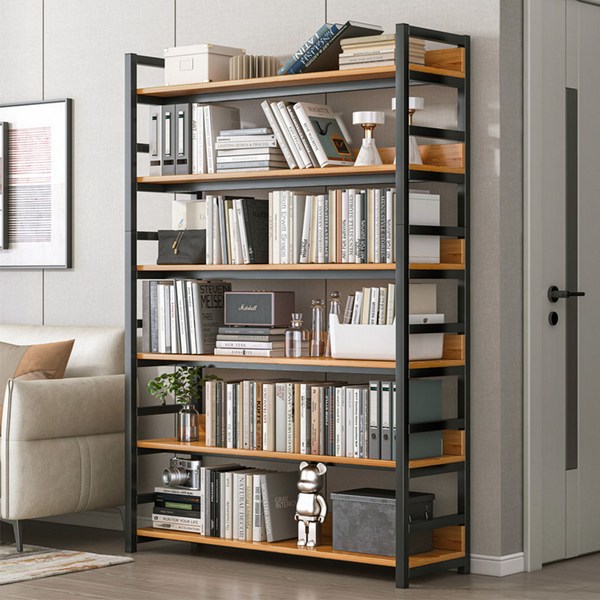  리버책장 6단 800 철제 책꽂이 인테리어, 네추럴화이트 
