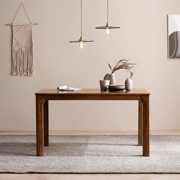  헤이미쉬홈 바렌트 고무나무 원목 4인용 6인용 식탁세트, 4인용식탁 (1350):식탁단품 