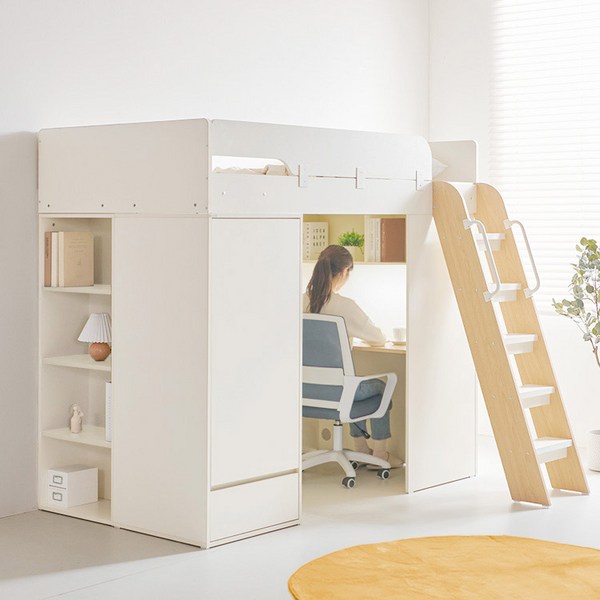  e스마트 퓨어 2층 성인 책상 옷장 수납 벙커침대, 1.옷장형_내추럴오크 