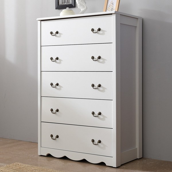  장인가구 데니스 800 5단 서랍장, 화이트 