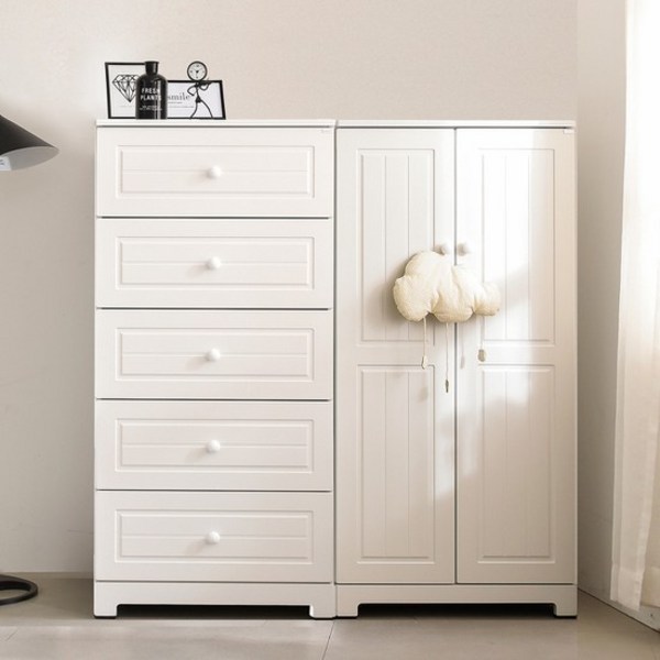 라샘 앙드레 베이비장 2P세트 옷장+서랍장 IH0931 유아동수납장, 화이트, 앙드레 베이비장+5단 서랍장세트 S5858