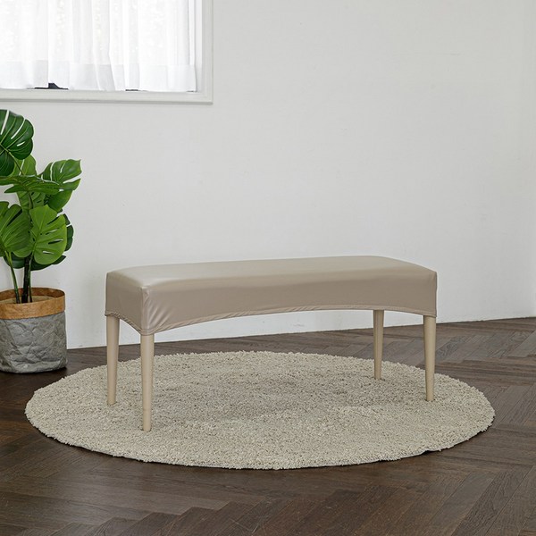  집콕마켓 스튤 피아노 의자커버 벨릴 벤치 커버 인조가죽 고탄력방수커버, 베이지 