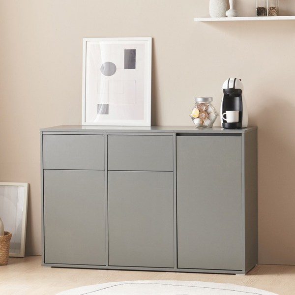  제이미 1200 다용도 수납장 정수기 홈카페 사무실 탕비실 보조 팬트리 정리, 그레이 