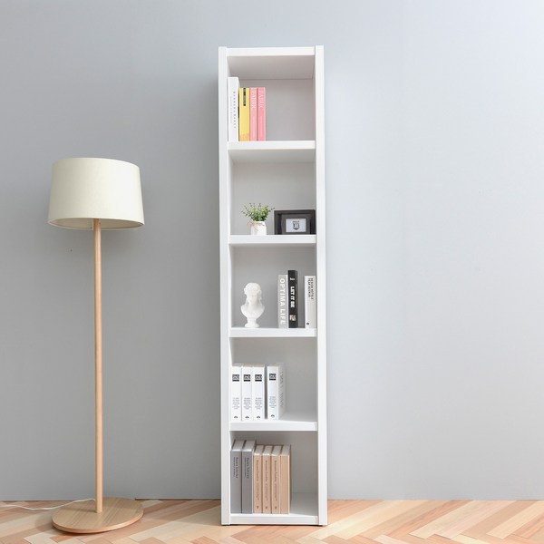 세로형 400 5단 틈새 높은 책꽂이 일반책장 오픈형 수납장, 메이플 