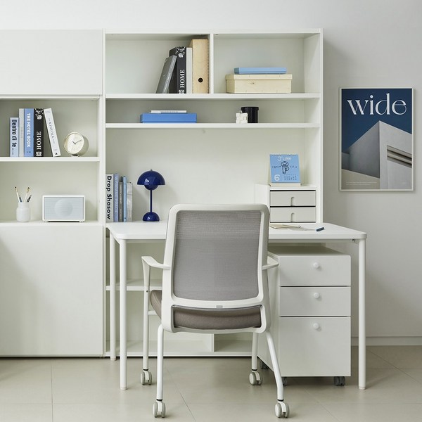 한샘 티오 단독책상세트 5단 120cm (컬러 택1), 색상:화이트/그레이(단종)