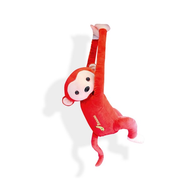차차미 차량용 헤드레스트 원숭이인형 휴지걸이, 1개, 레드, 1개