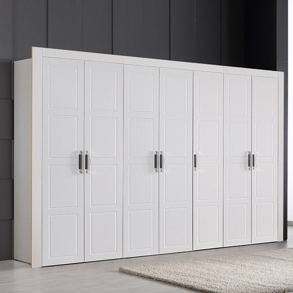 [대도갤러리] 키높이 네모르 긴문형 10자 장롱세트, 화이트