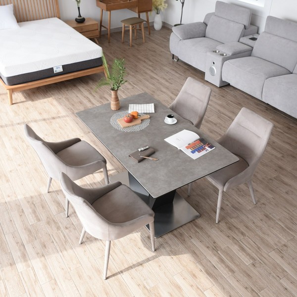 이즈네이처 소피아 이태리 세라믹식탁 양면 4인용식탁세트, 그레이, 의자4