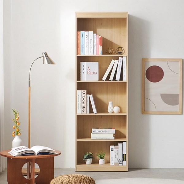 이케아 5단 오픈형 틈새 책장 600 거실 사무실 우드 책꽂이 코너 벽책장, 화이트