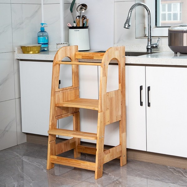러닝타워 키친헬퍼 접이식 디딤대 발판 세면대 싱크대 계단, 02.어두운 나무색 (2단 조절)