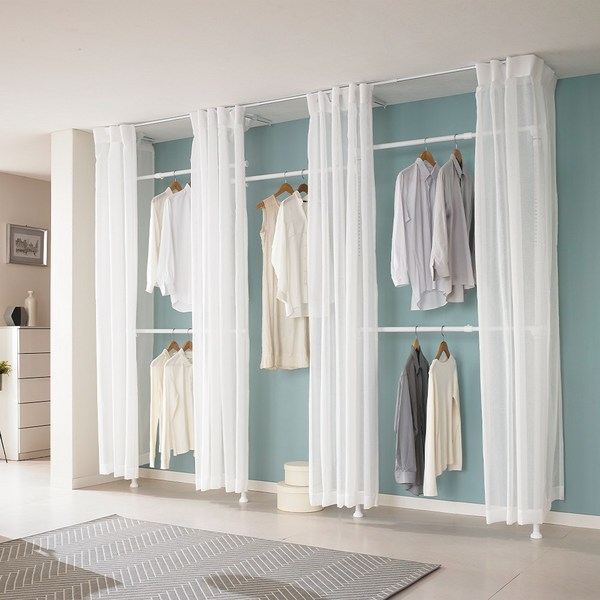 이지온 국민튼튼 행거 EO-S415 드레스룸 커튼 시스템 행거 폭 2.4~3.3m, 화이트