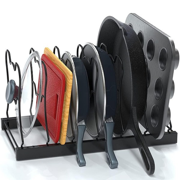 Simple Houseware 7칸 높이 조절 가능한 팬 오거나이저 블랙 222082