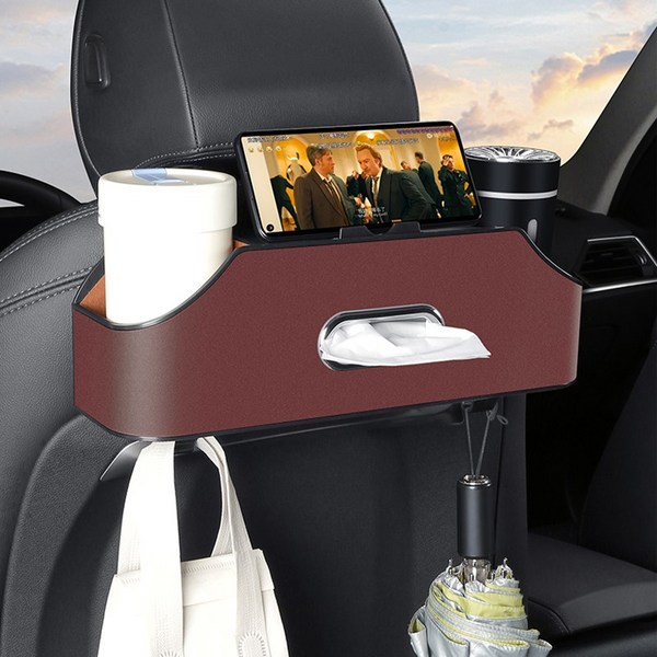  CABULE 자동차 시트수납함 다용도 휴지 케이스 자동차뒷좌석수납 차량용수납포켓 차량정리함, 레드 와인 