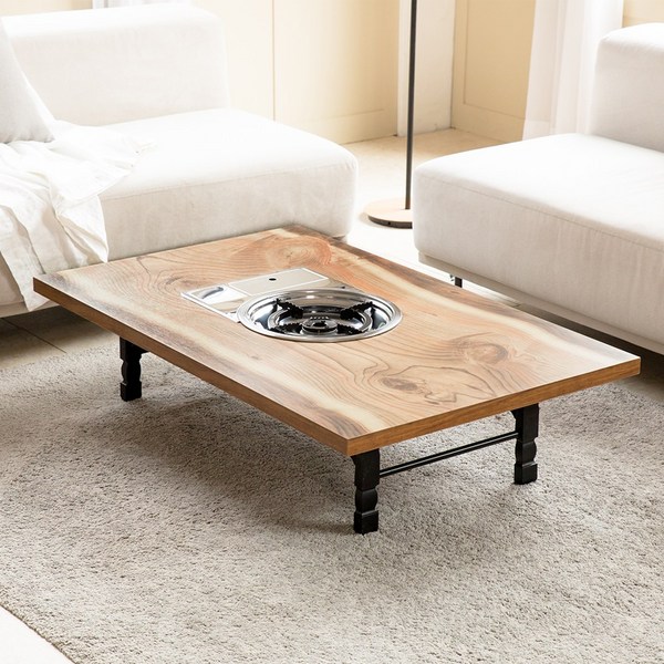  소담갤러리 우드슬랩 4인용 가정용 불판테이블 미우새 접이식 고기불판상 고기집 식탁 테이블 