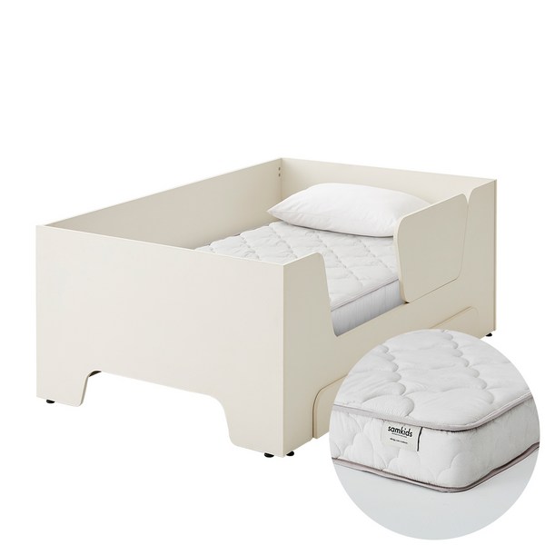한샘 보나 슈퍼싱글침대 SS 데이베드 서랍형+안전가드+샘키즈 알러지케어 매트리스 SS, D:화이트_베이지(D)