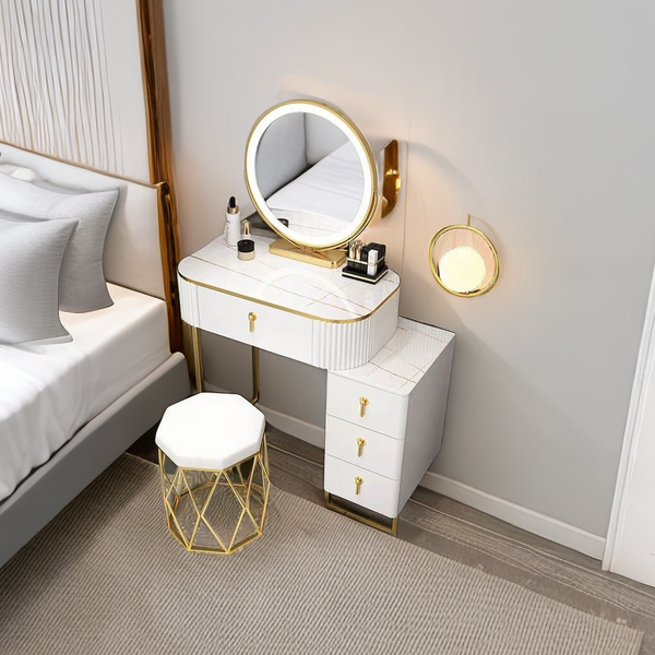  [경기도] 화장대 세트 화장대+LED 스마트거울+수납장+아트공구(3~9일 도착), 60CM, 화이트 